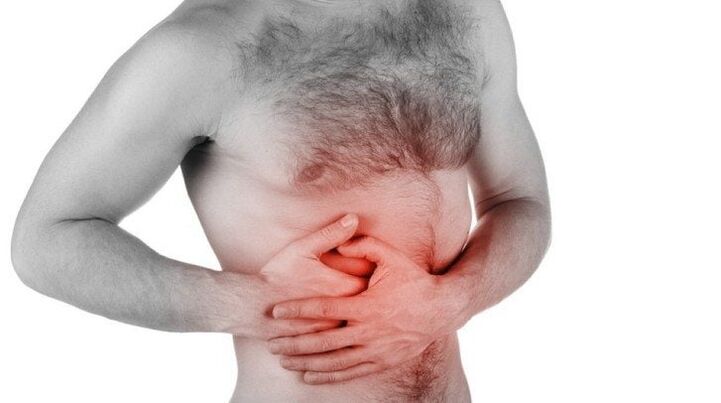 Pain in internal organs radiating to lower back